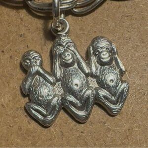 Silver Three Wise Monkeys Pendant vintage